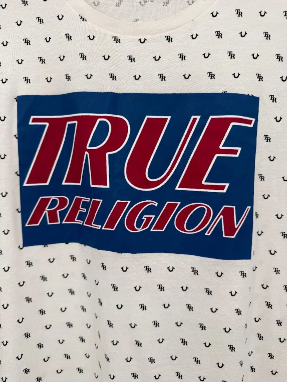 True Religion Men’s White Logo Monogram Graphic Cotton T-Shirt Size XL